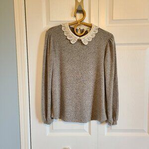 Faith and Joy sweater/top with lace collar
